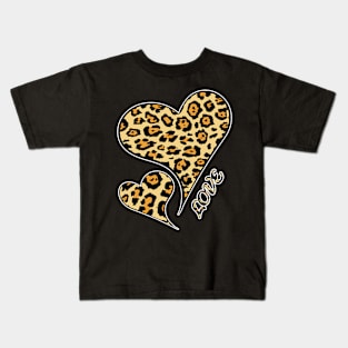 Hearts Leopard Cheetah Print Love Animal Lovers Kids T-Shirt